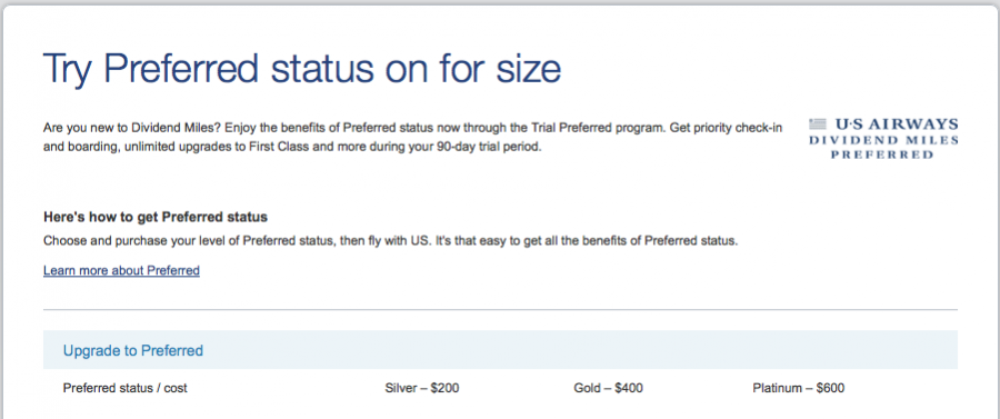 Trial Preferred lets you buy status temporarily then fly to keep it.