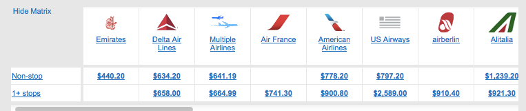 Delta/Alitalia aren't price matching just yet.