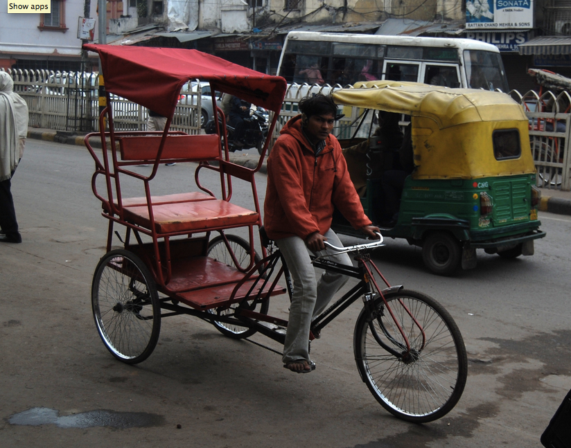 For an inexpensive trip, consider taking a rickshaw from DEL into Delhi