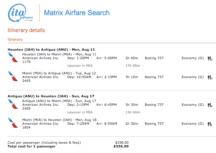 IAH-MIA-ANU on American from August 11-17, 2014 for $336 (found on ITA Matrix)