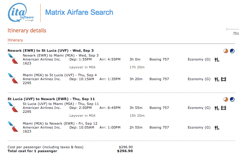 Via ITA Matrix - IAH-UVF from September 3-11, 2014 on American for $296