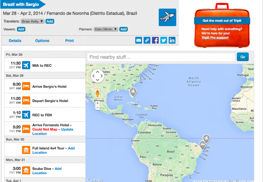 My Brazil trip mapped out.