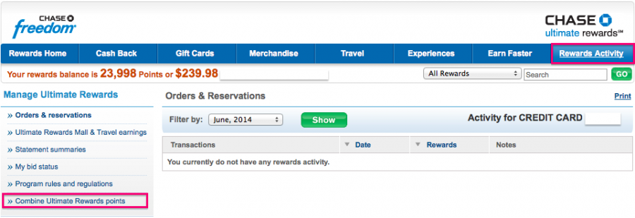 Combine Points Ultime Rewards