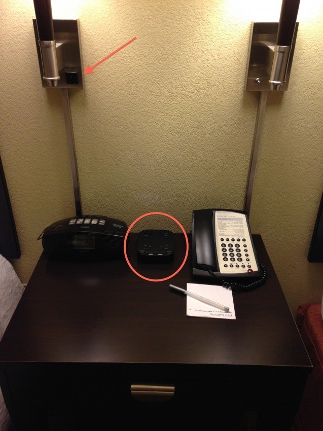 The downtown Hampton Inn in Gainesville gave some nice charging options right on the nightstand!