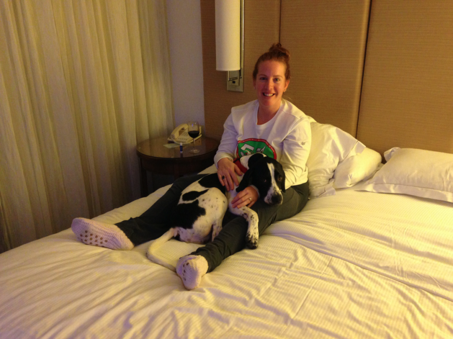 Winston clearly enjoys hotel living!