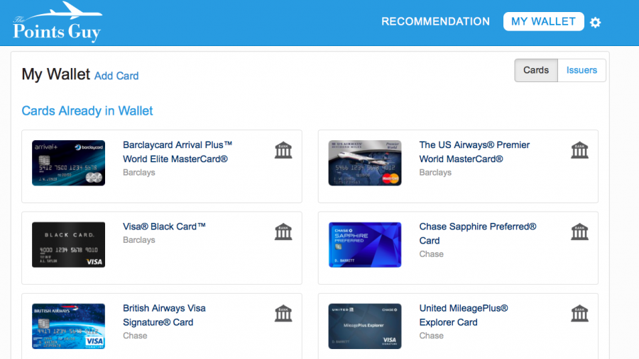 When you sign into Maximizer you can view your current wallet and add new cards.