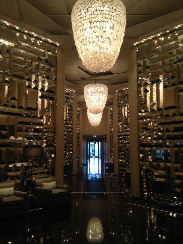 The crystal and mirror-filled lobby of the St. Regis Bal Harbour.