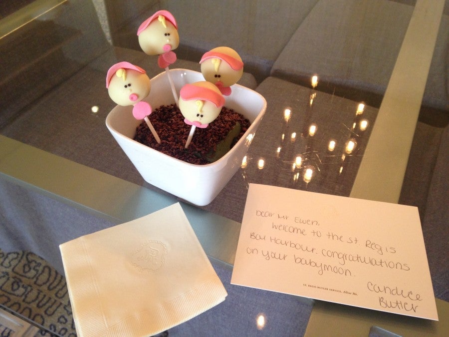 The intricately decorated cake pops left in our room to celebrate our babymoon were the icing on the cake (pun intended) for a terrific stay.