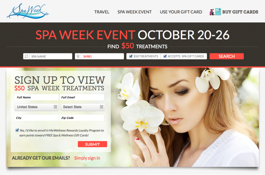 Spa Week is another site with gift cards and its own loyalty program.
