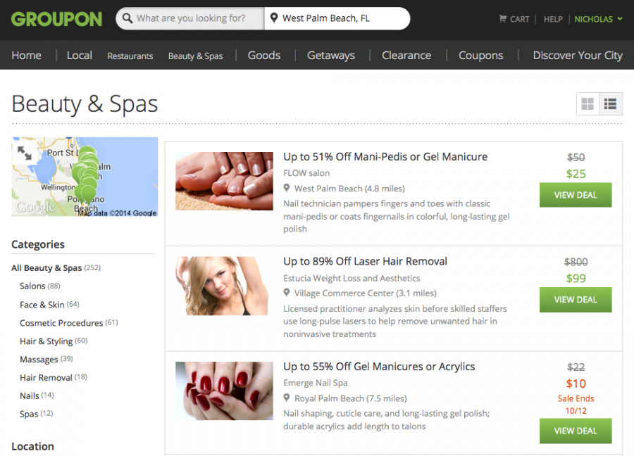 Groupon always has deals on spa treatments; just enter your city and check the "Beauty & Spas" category at the left.