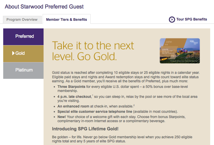 You can earn automatic Gold status by spending £10,000 a year on your SPG American Express card.