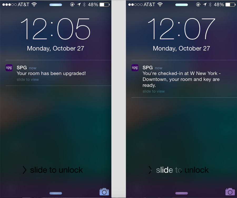 App notifications all for guests to now know when their room and keys are ready, and will even let you know when you've been upgraded!