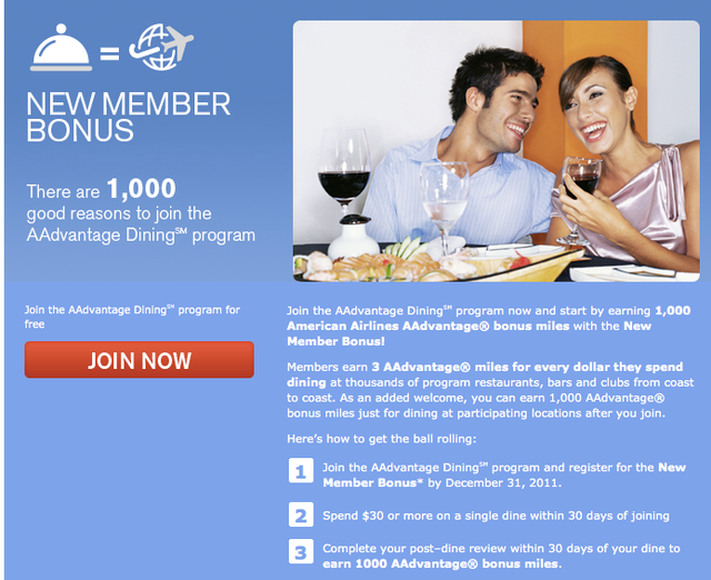 Current Dining Bonuses, including 1,000 free AA, United, US and Delta ...