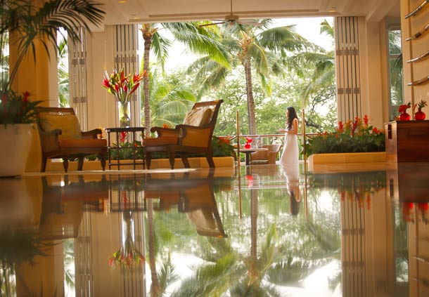 The JW Marriott Ihilani Ko Olina Resort & Spa features an open-air lobby