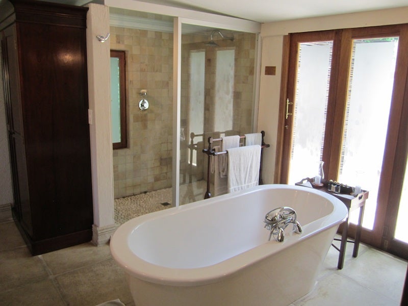 The bathrooms had freestanding tubs and separate showers.