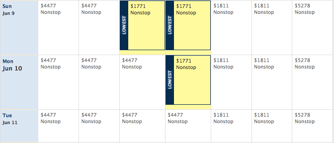 Fares in June are as low as $1,711.