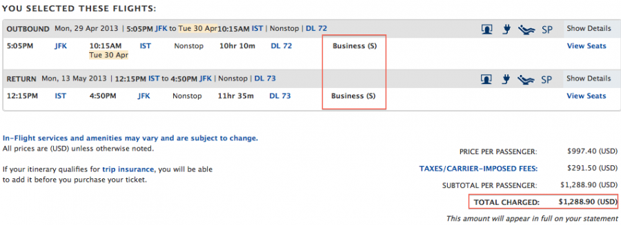 deltacom jfk ist final price