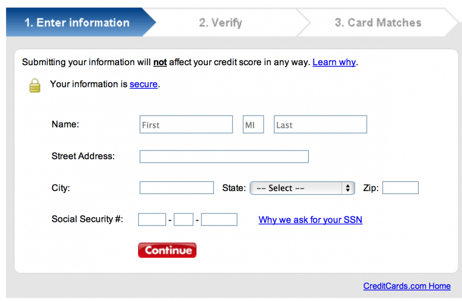 The Card Match Tool will not pull a hard inquiry on your credit