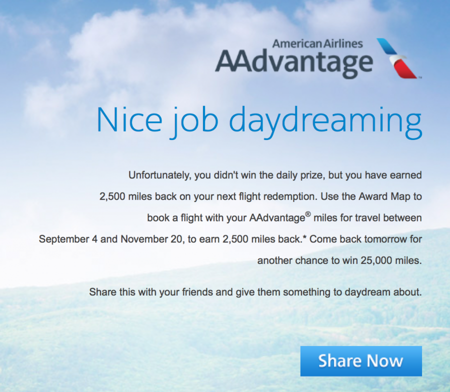 AA 2500 mile award rebate