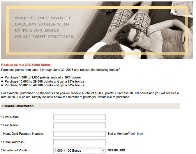 Hyatt bonus points
