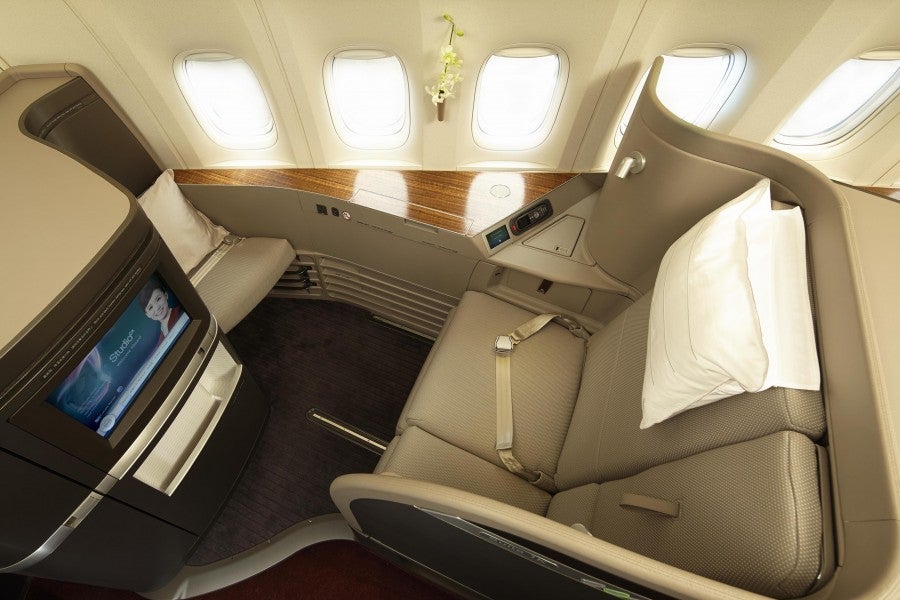 Cathay Pacific first class seats are enormous.