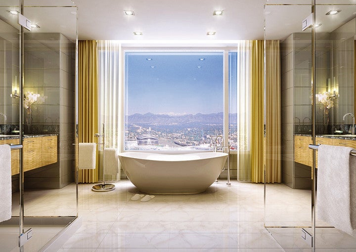 Relax in the the tub with a view at the Four Seasons Denver.