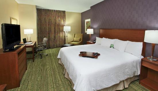 A guestroom at the Hampton Inn and Suites Downtown Denver.