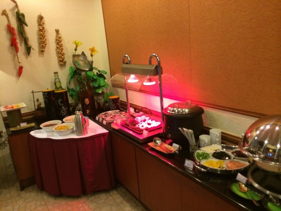 The breakfast buffet.