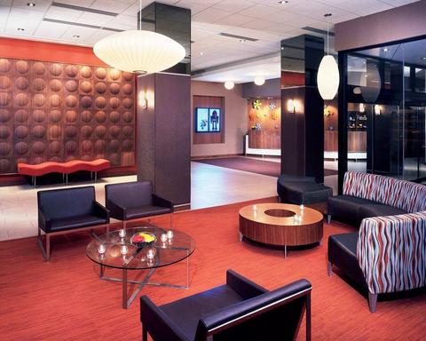 The lobby of the Curtis Doubletree Denver.
