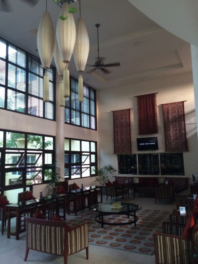 Natural light shines through in the Hulhule Lobby.