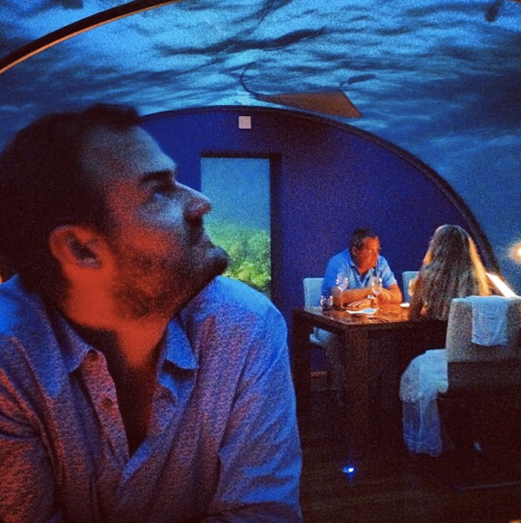 Feasting with the fishes at the Ithaa Undersea Restaurant.