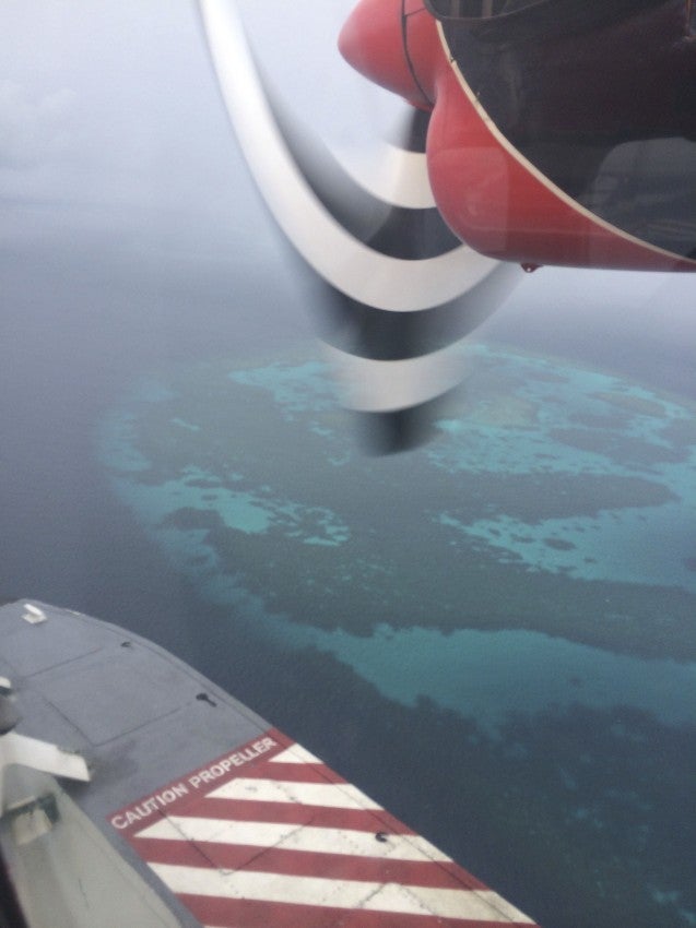 Great views as you fly low from Male to Rangali