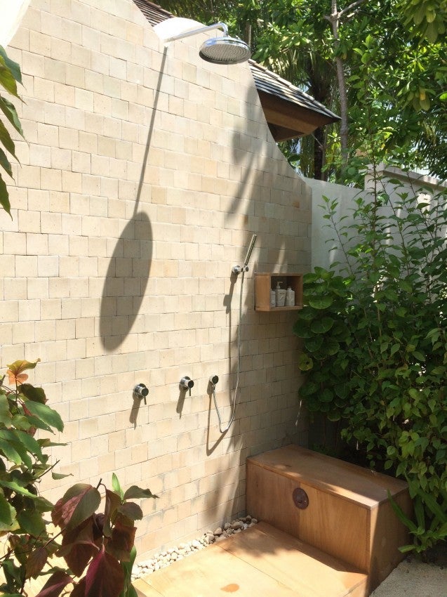 The outdoor shower.