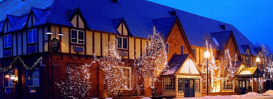 The Wort Hotel's charming exterior.