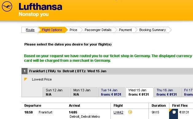 The same ticket would have cost over 8,000 euros!