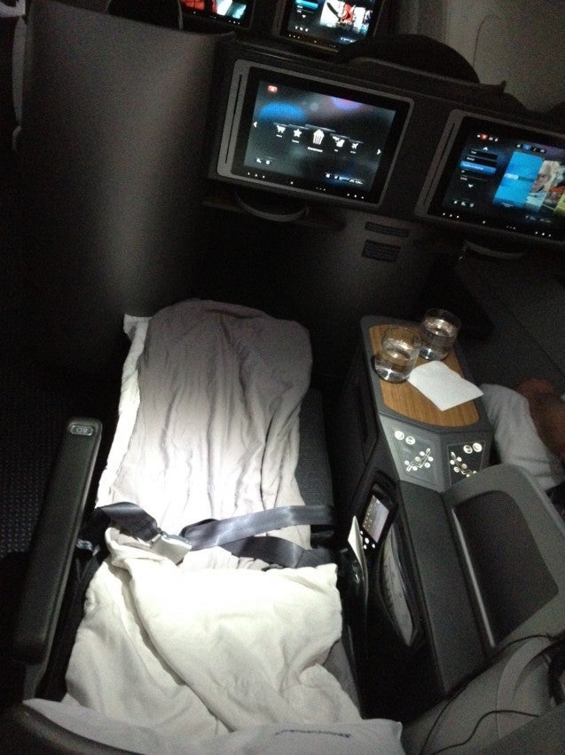 An overhead shot of the bed.