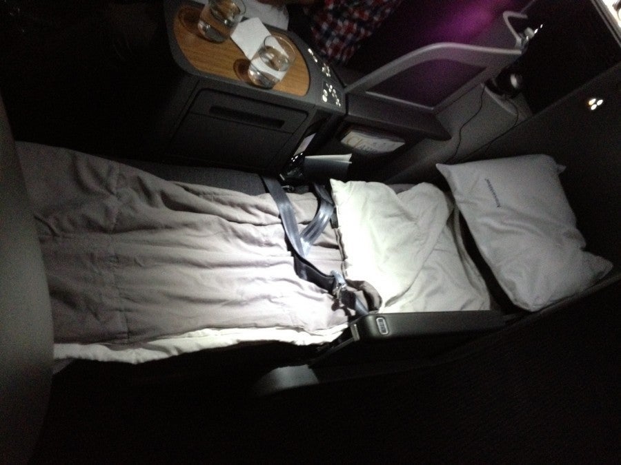 My bed in the fully reclined position.