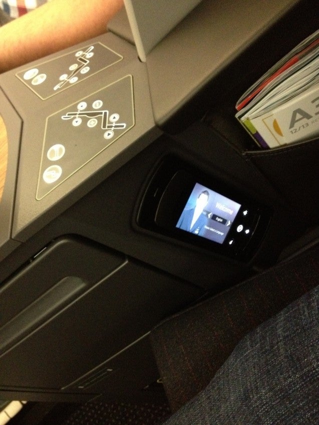The seat controls and remote control.
