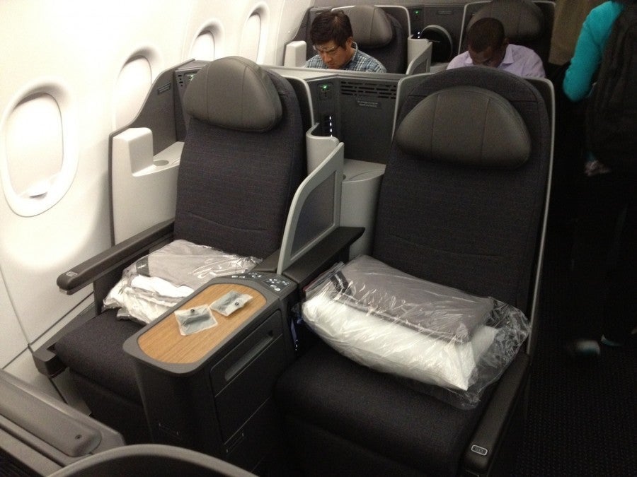 My seat in the business class cabin.