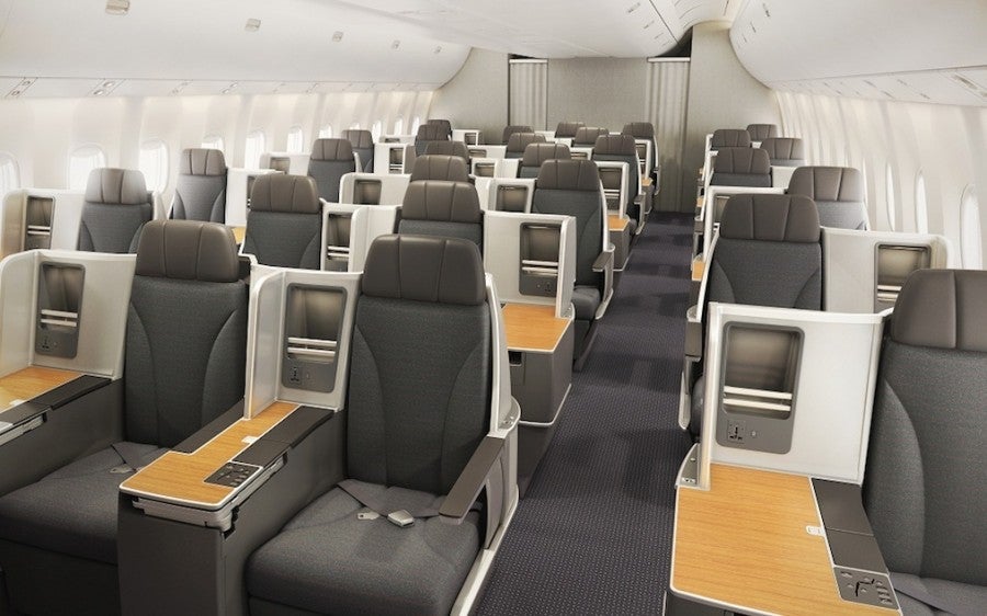 The new American 767-300 business class cabin.