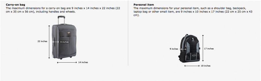 United's acceptable carry-on sizes.