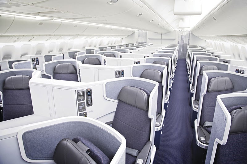 Business class seats aboard American's 777-300ER