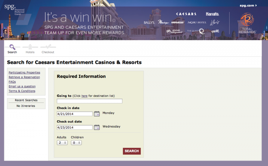 SPG Caesar's search page