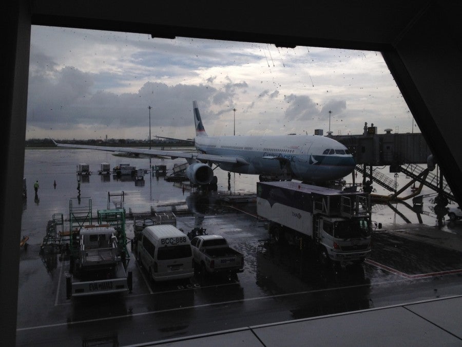 Waiting to board the Cathay A330 to Hong Kong.