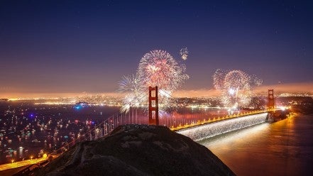 Fourth of July fireworks over the San Francisco Bay
