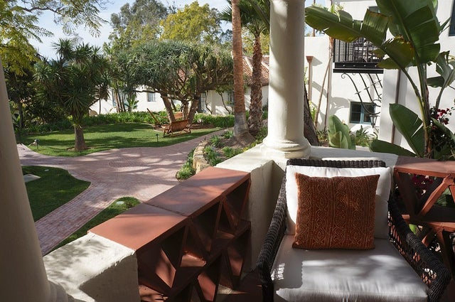 View from a bungalow porch at El Encanto, set in the hills above the Mission