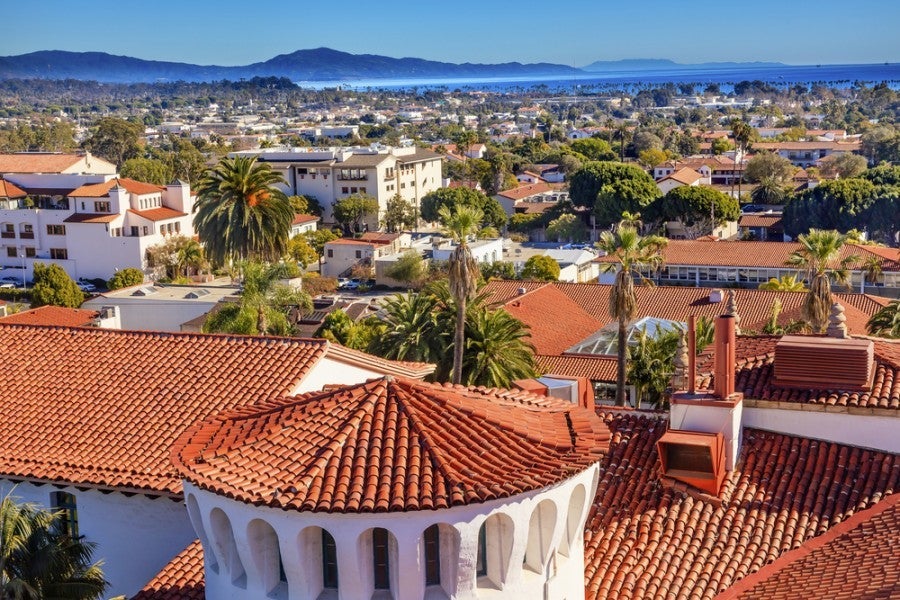 Santa Barbara's Spanish Colonial-Revival style spreads across town, from the mountains to the Pacific Ocean