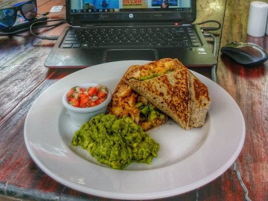 The delectable burrito at Mayan Bistro
