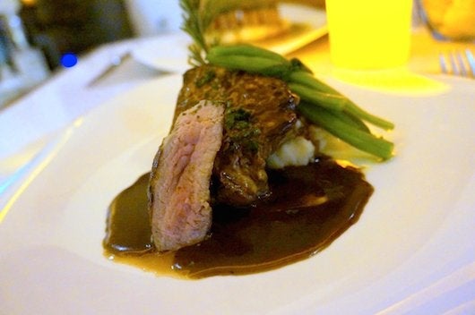 The filet mignon in red wine sauce is one of the best entrees on the menu at Oh Lala