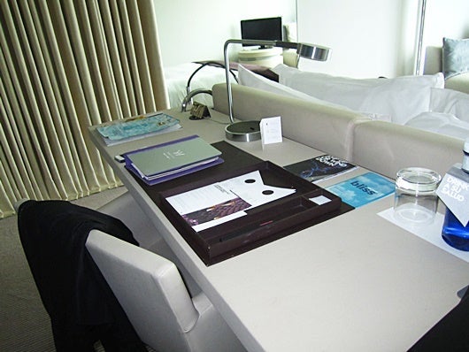 The desk and chair work area